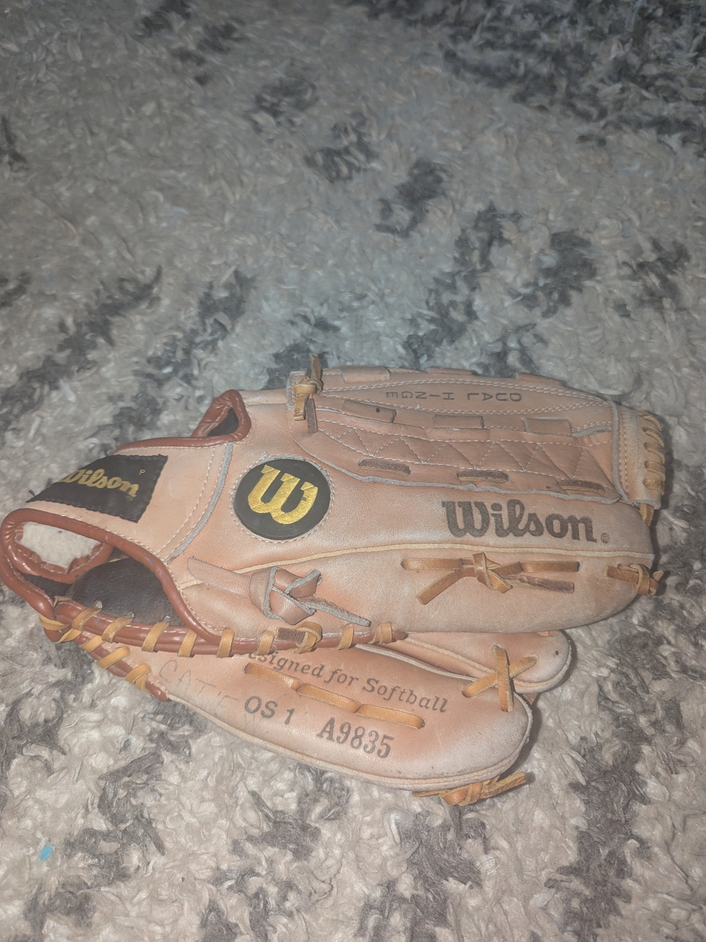 Wilson Tan and Gold Leather Softball Glove